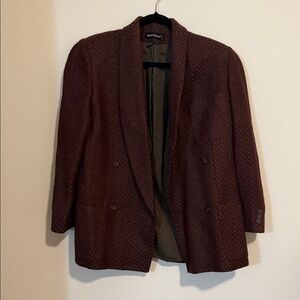 Harve Benard burgundy and gray Herringbone Blazer